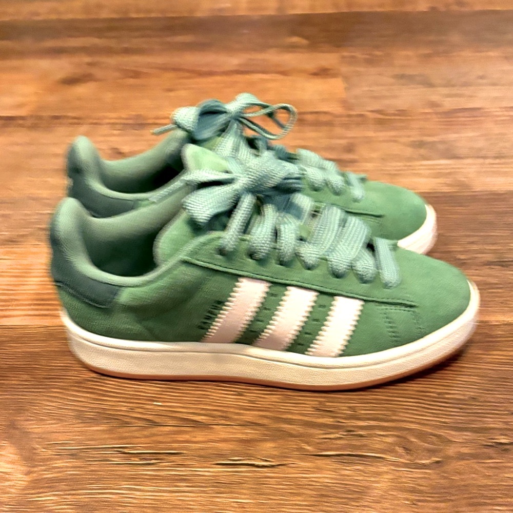 adidas Campus Suede Sneaker in Green with Cream Accents